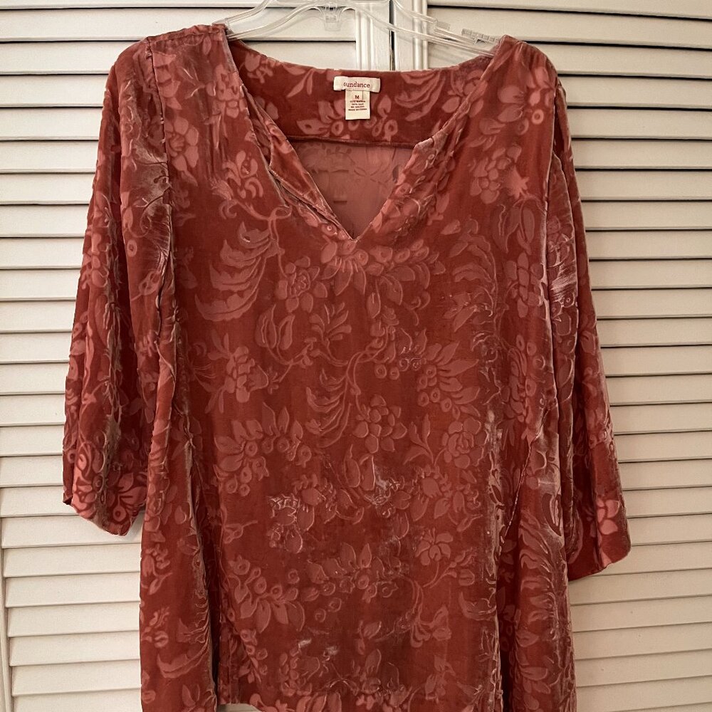 Sundance 3/4-Sleeve Floral Velvet Burnout Tunic - Women's Size Medium